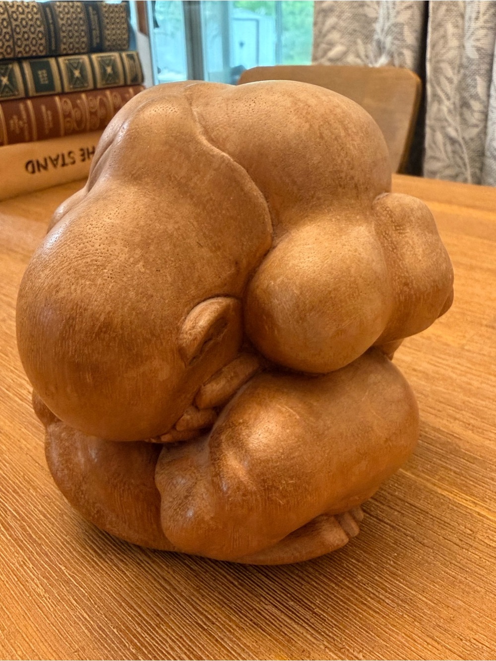 Organic Brown Resin Home Sculpture — Modern Curved Form